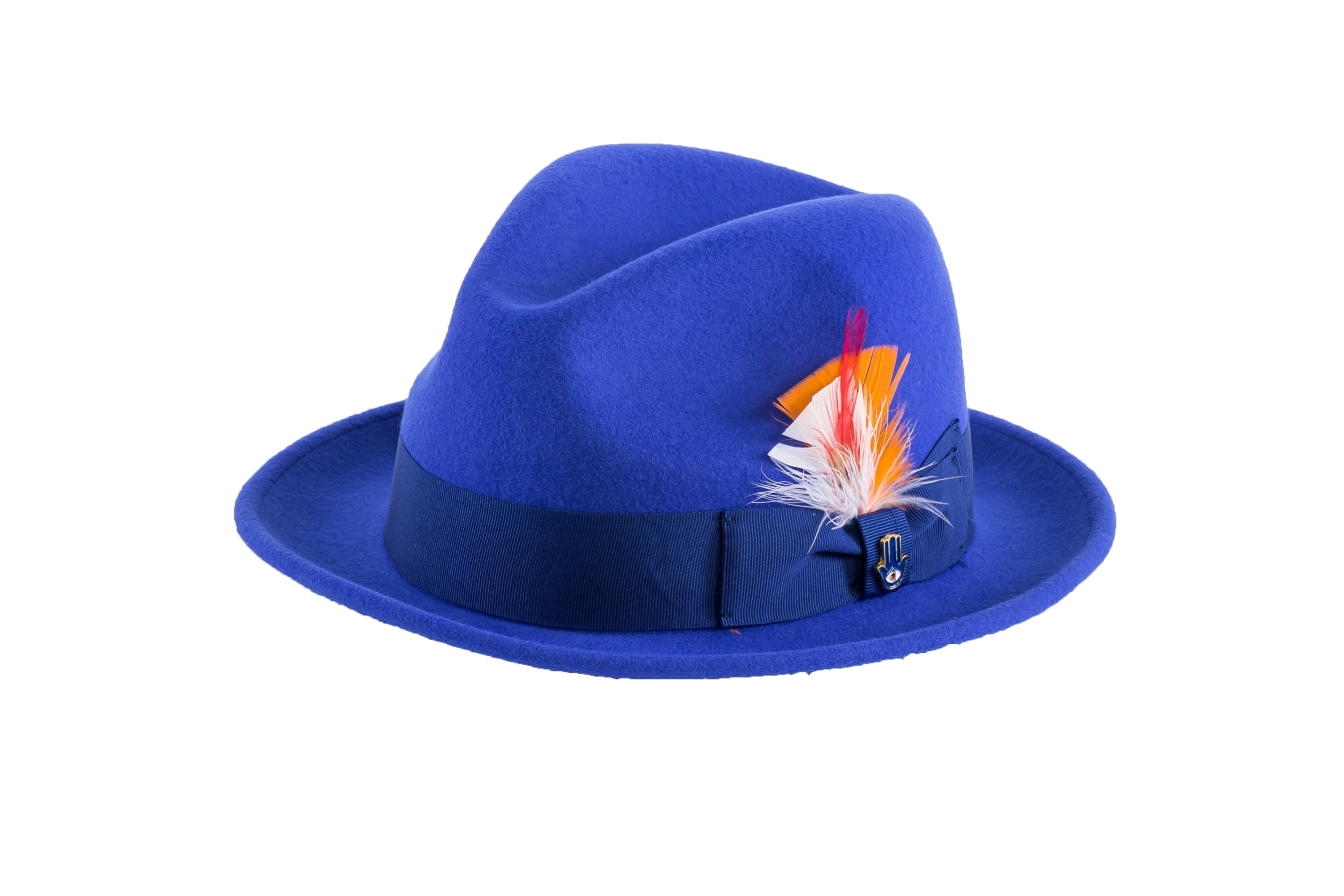 Royal Blue Brooks Trilby 100% Australian Wool Crushable Hat by Ferrecci
