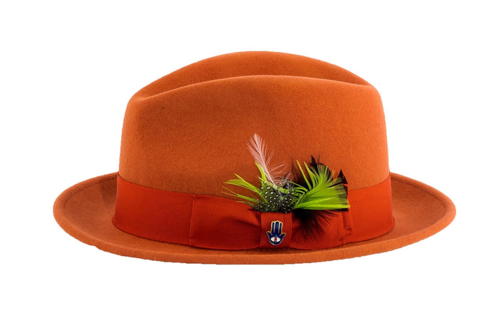 Rust Brooks Trilby 100% Australian Wool Felt Crushable Hat by Ferrecci