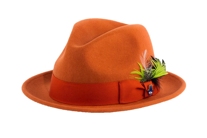 Rust Brooks Trilby 100% Australian Wool Felt Crushable Hat by Ferrecci