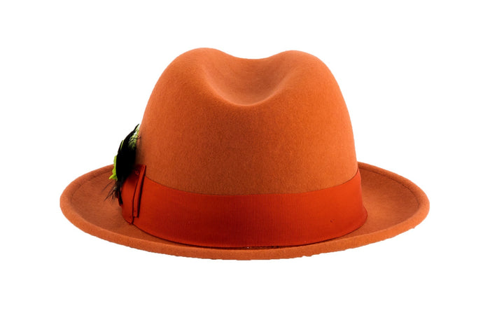 Rust Brooks Trilby 100% Australian Wool Felt Crushable Hat by Ferrecci