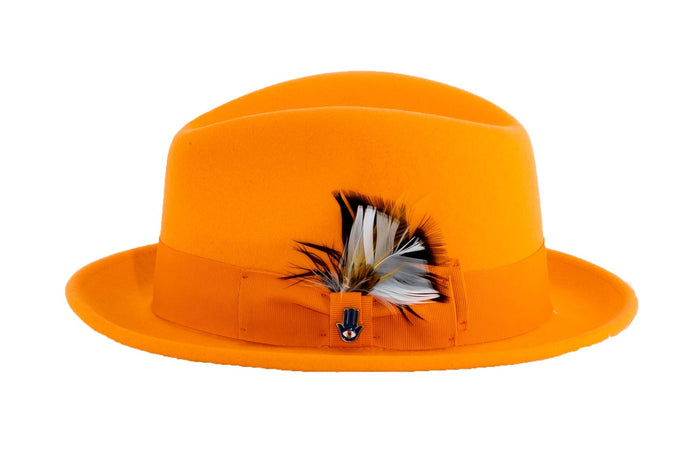 Orange Brooks Trilby 100% Australian Wool Felt Crushable Hat by Ferrecci