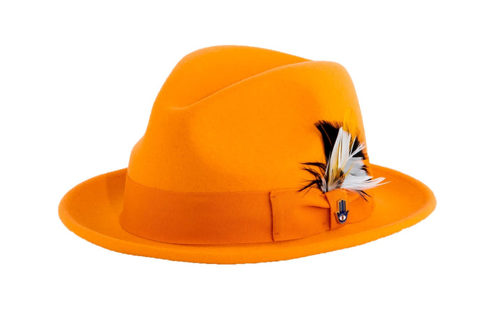 Orange Brooks Trilby 100% Australian Wool Felt Crushable Hat by Ferrecci