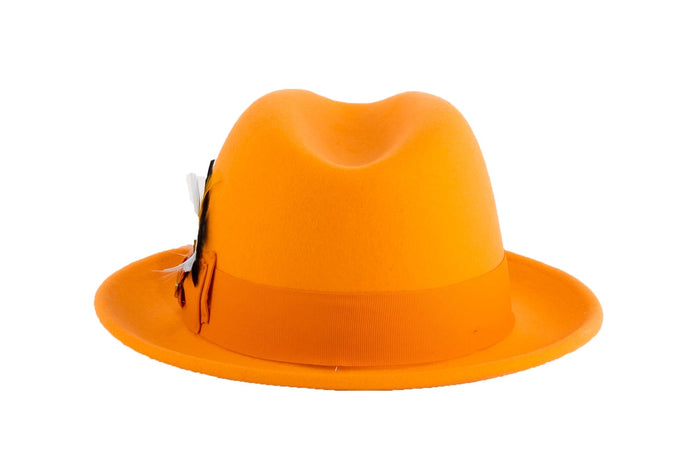 Orange Brooks Trilby 100% Australian Wool Felt Crushable Hat by Ferrecci