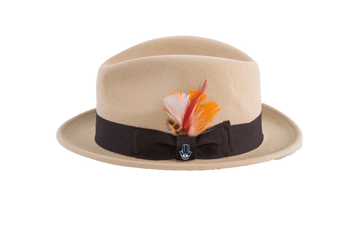 Tan Brooks Trilby 100% Australian Wool Felt Crushable Hat by Ferrecci