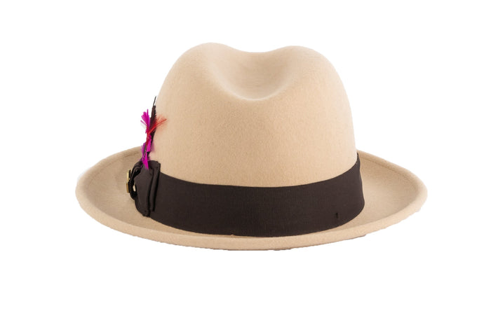 Tan Brooks Trilby 100% Australian Wool Felt Crushable Hat by Ferrecci