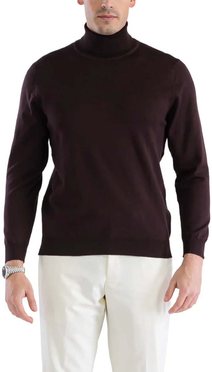 MENS BROWN PULLOVER TURTLENECK SWEATER by USA Men's Outlet