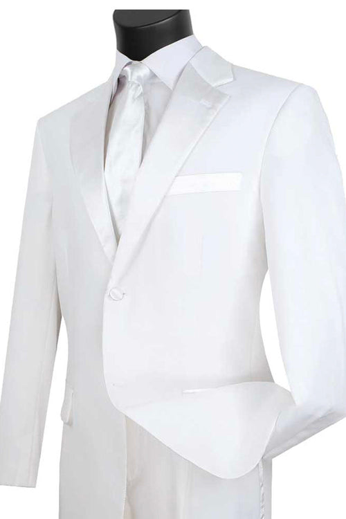 Mens Classic Fit 2 Button Poplin Tuxedo in Black by Vinci