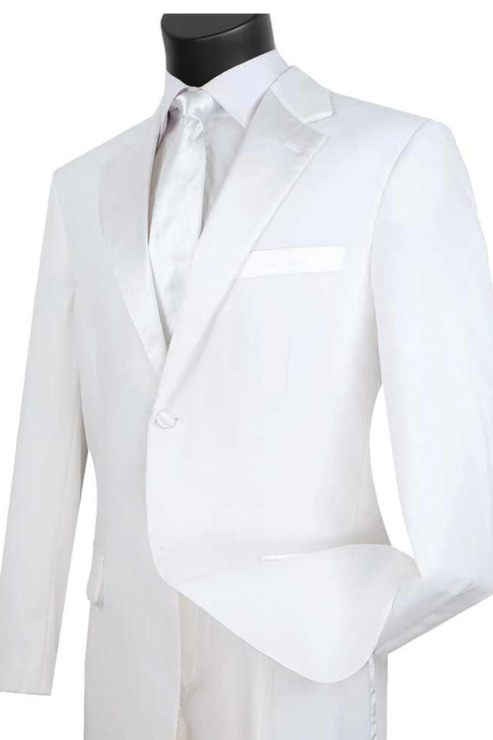 Mens Classic Fit 2 Button Poplin Tuxedo in Black by Vinci