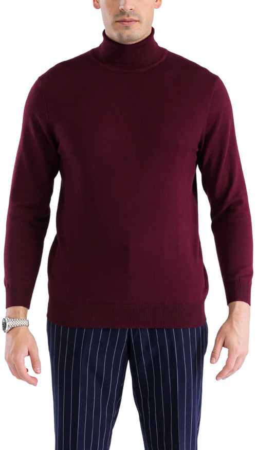 MENS BURGUNDY PULLOVER TURTLENECK SWEATER by USA Men's Outlet