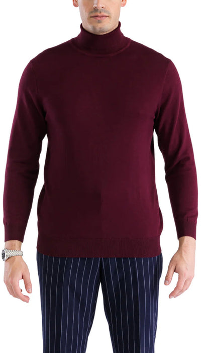 MENS BURGUNDY PULLOVER TURTLENECK SWEATER by USA Men's Outlet