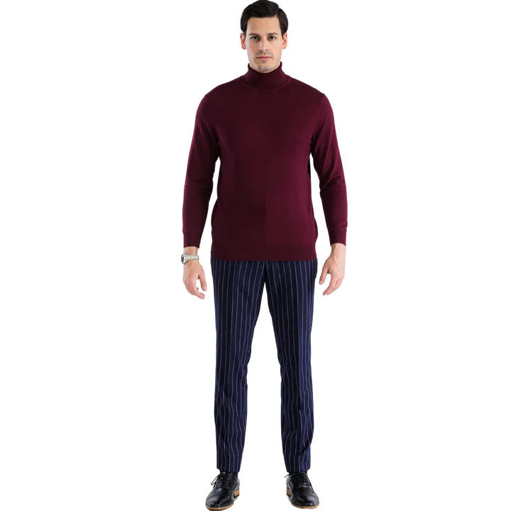MENS BURGUNDY PULLOVER TURTLENECK SWEATER by USA Men's Outlet