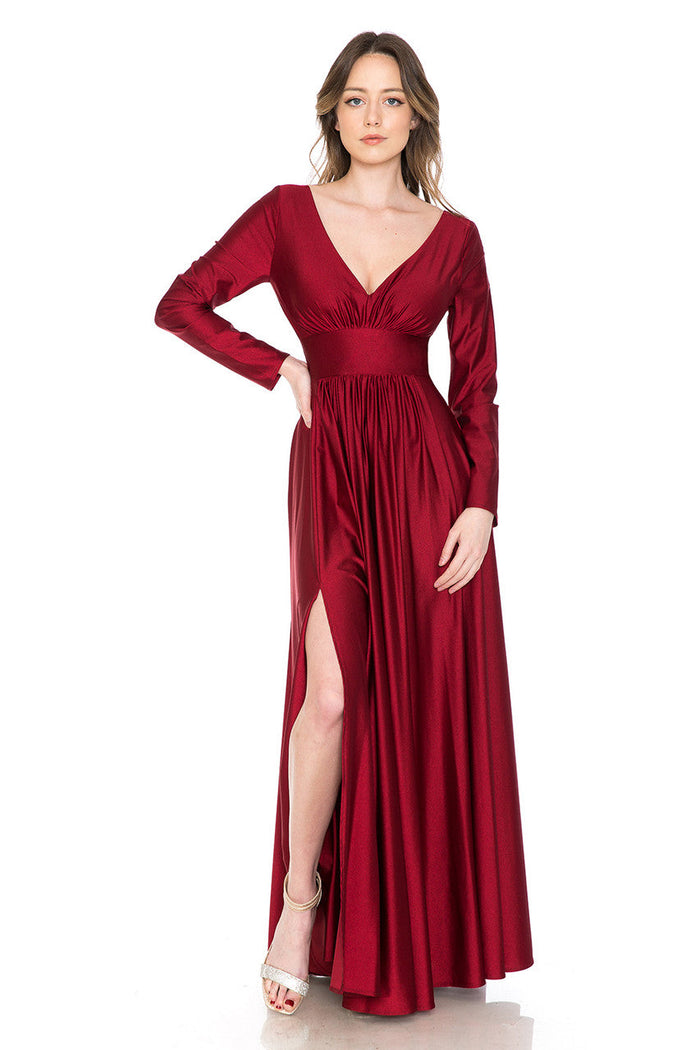 Mother Of The Bride Dress Stretchy Long Sleeve Formal Gown