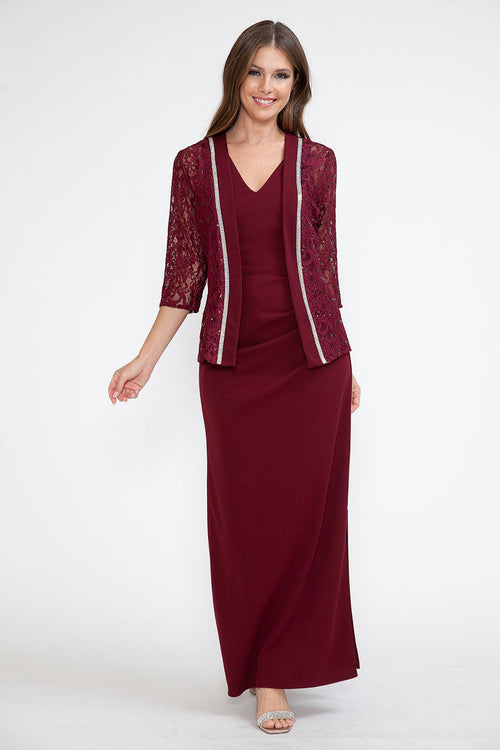 Mother Of The Groom Dress V-Neck Jacket Formal Gown By Lenovia 5293