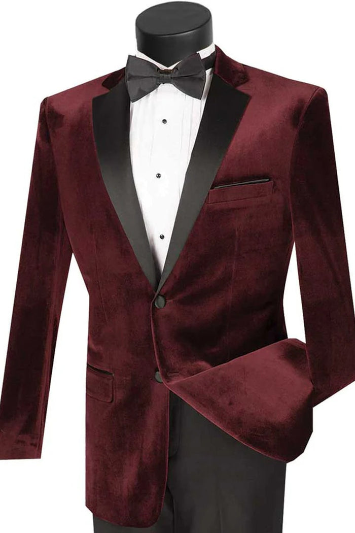 Burgundy Prom Tuxedo Suit - Burgundy Wedding Suit - Mens Modern Designer Velvet Prom And Wedding Tuxedo