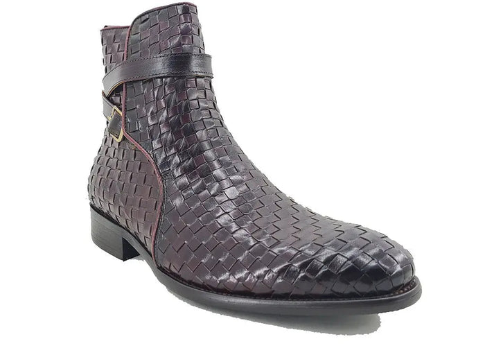 Carrucci Basket Weave Calfskin Buckle Boot
