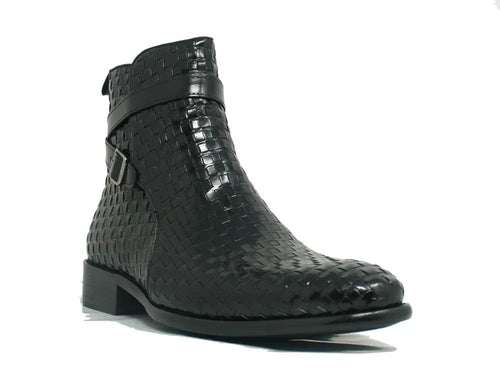 Carrucci Basket Weave Calfskin Buckle Boot