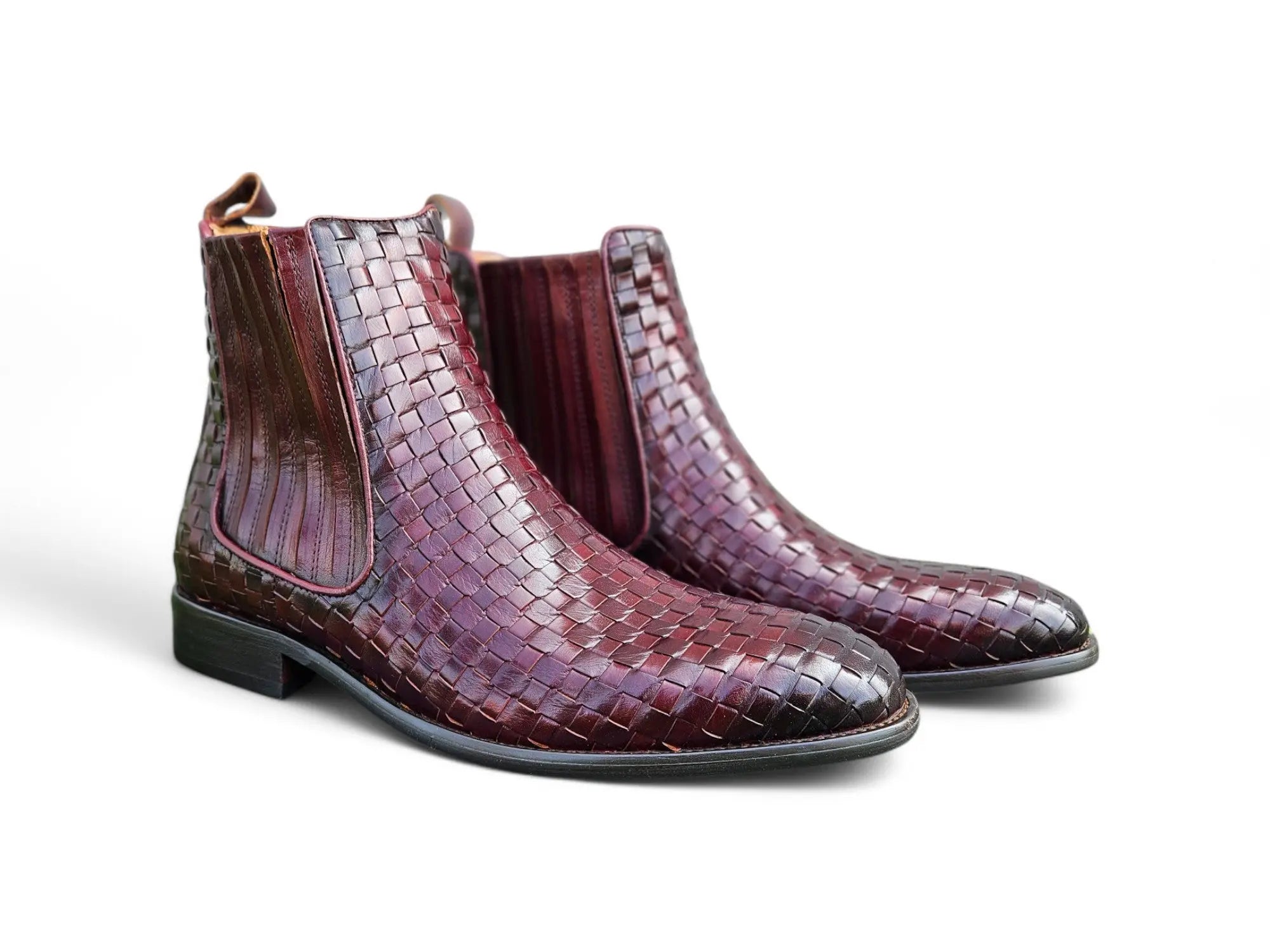 Basket Weave Leather Chelsea Boot