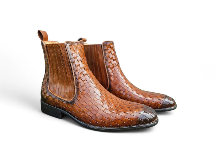 Carrucci Basket Weave Leather Chelsea Boot
