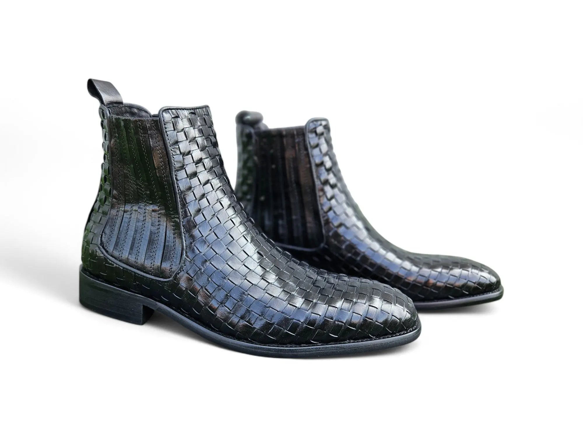 Basket Weave Leather Chelsea Boot