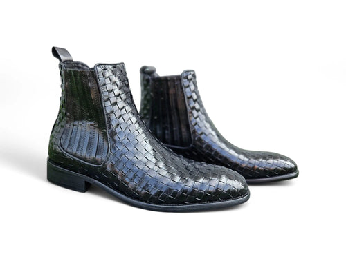 Basket Weave Leather Chelsea Boot