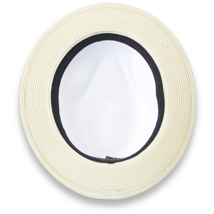 Tapa Crushable Straw Hat Fedora in Two Tone Beige-White by Ferrecci USA