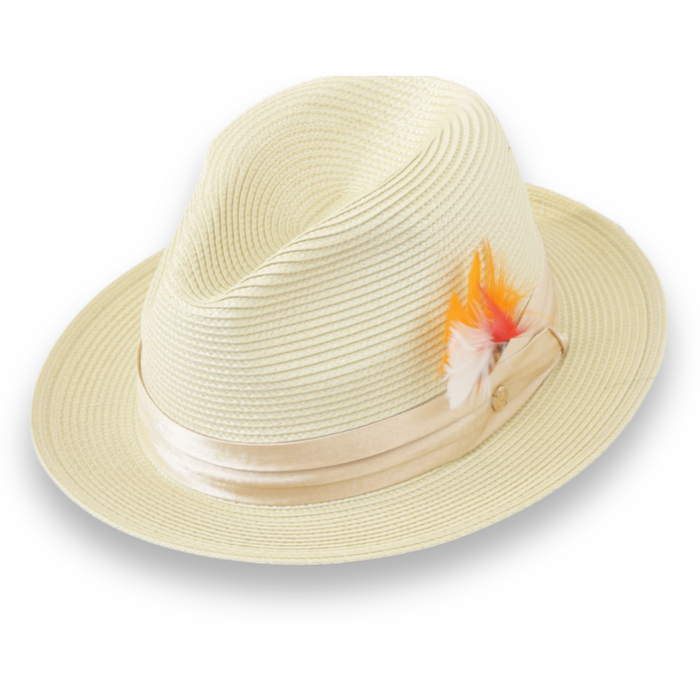 Tapa Crushable Straw Hat Fedora in Beige by Ferrecci USA