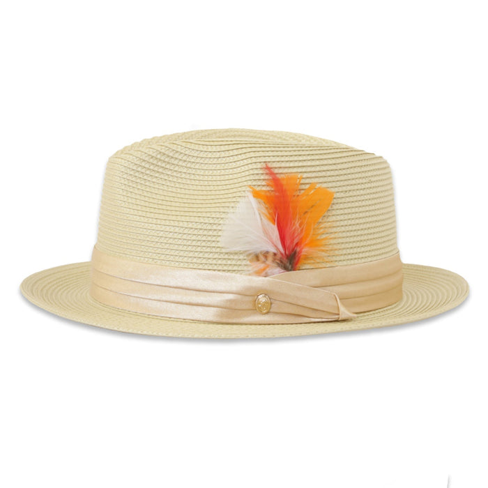 Tapa Crushable Straw Hat Fedora in Beige by Ferrecci USA