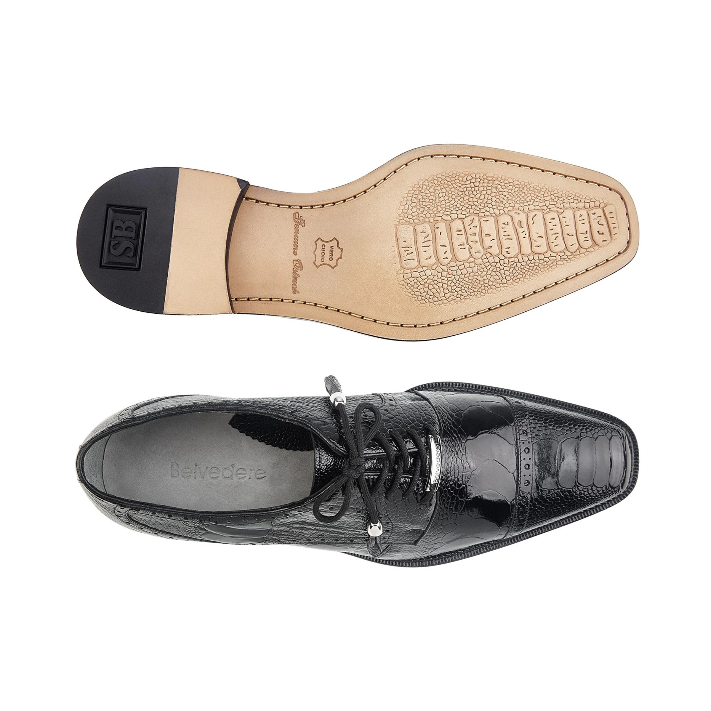 Mens Batta Ostrich Cap Toe Derby Dress Shoe in Grey by Belvedere Shoes