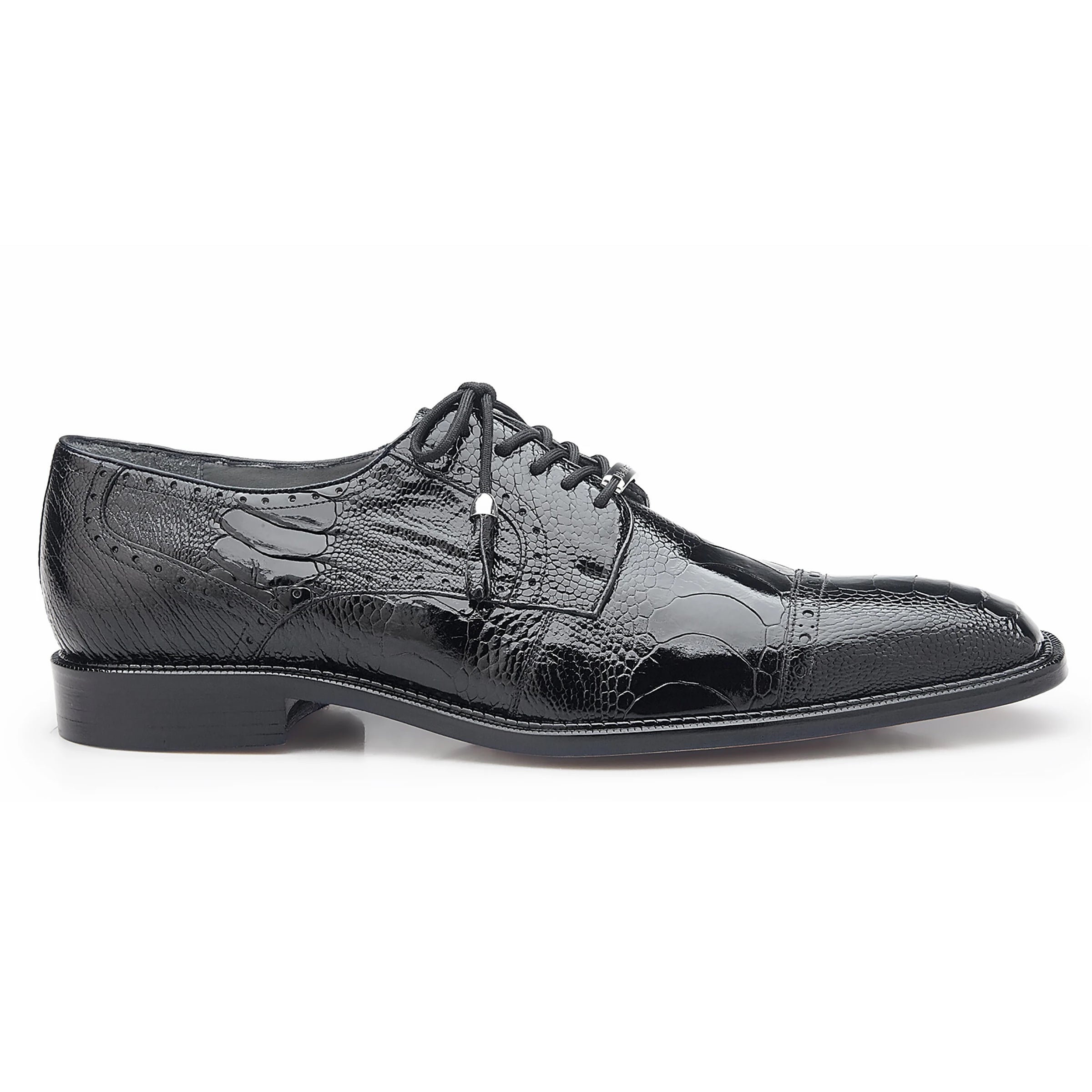 Mens Batta Ostrich Cap Toe Derby Dress Shoe in Black by Belvedere Shoes