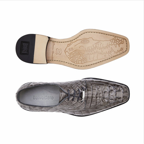 Mens Chapo Caiman Crocodile Hornback Dress Shoe in Black by Belvedere Shoes