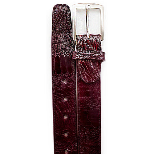 Mens Ostrich Leg Dress Belt in Burgundy by Belvedere Shoes