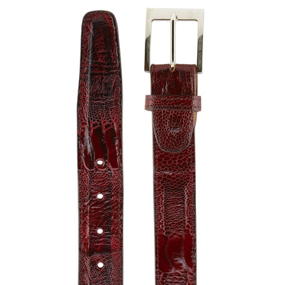 Mens Ostrich Leg Dress Belt in Burgundy by Belvedere Shoes