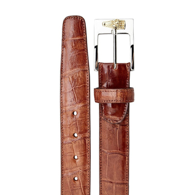 Mens Belvedere Alligator Dress Belt in Cognac