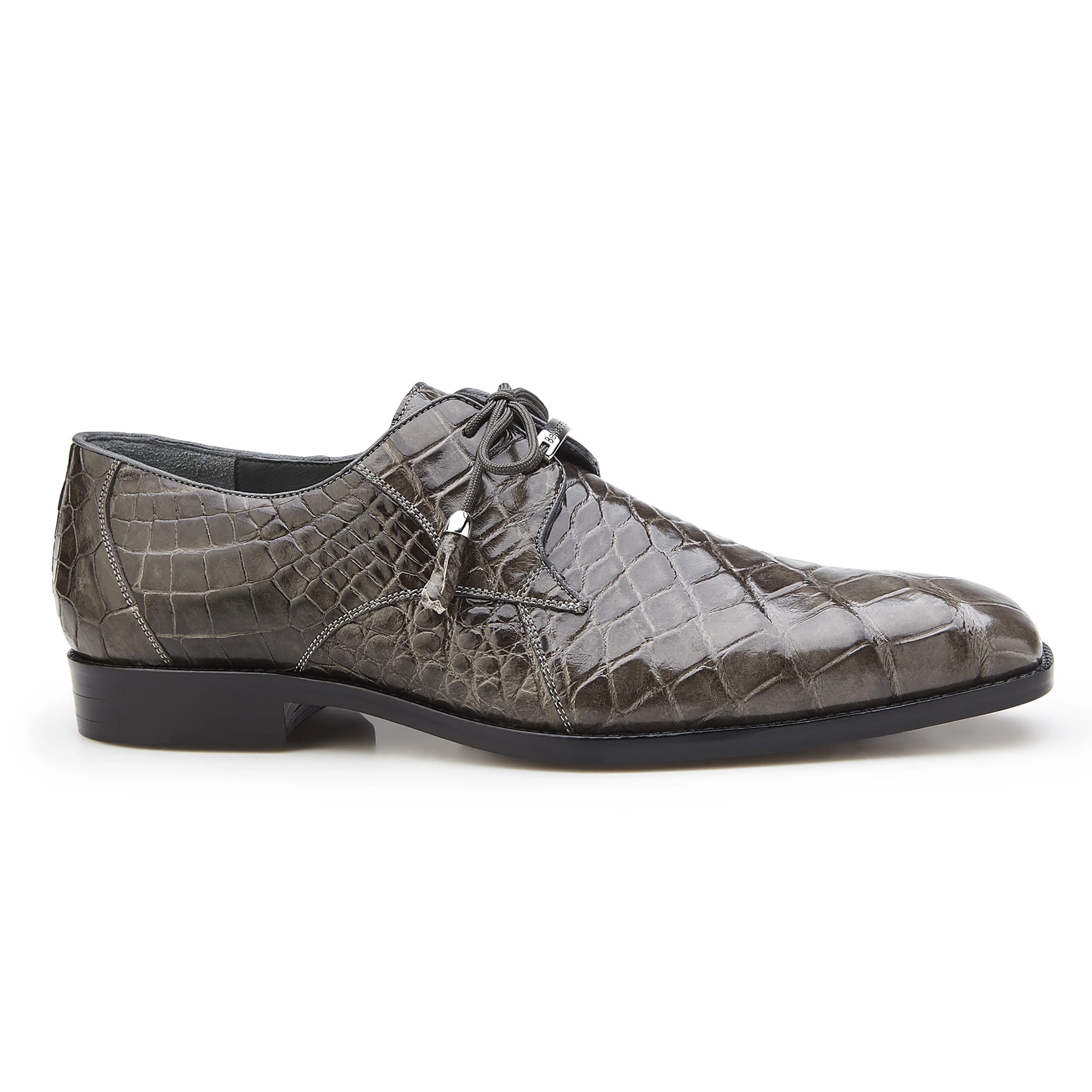 Mens Lago Alligator Derby Dress Shoe in Grey by Belvedere Shoes – SuitUSA