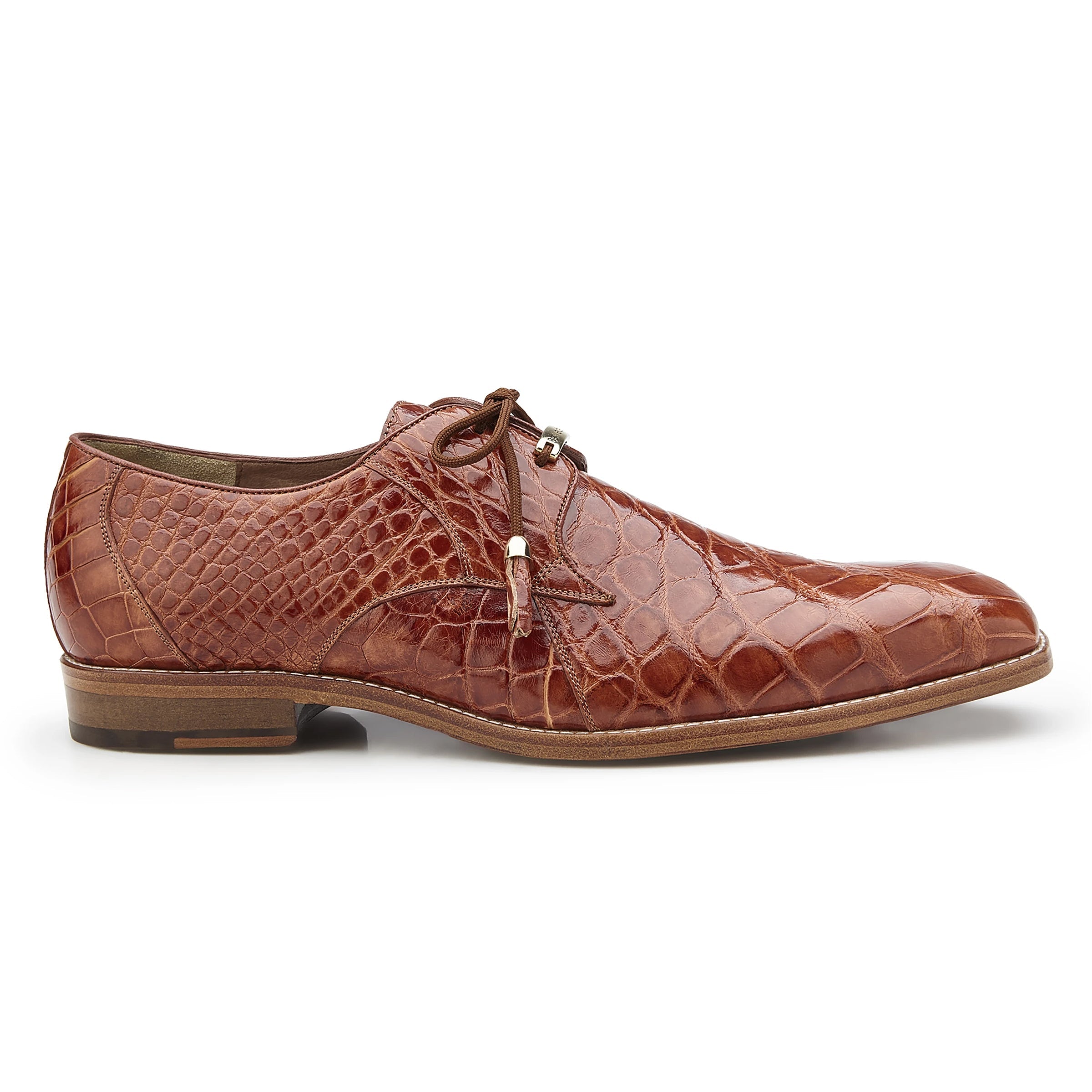 Mens Lago Alligator Derby Dress Shoe in Black - Belvedere Shoes
