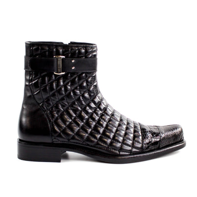 Mens Libero Quilted Caiman Dress Boot in Brown - Belvedere Shoes