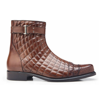 Mens Libero Quilted Caiman Dress Boot in Brown - Belvedere Shoes
