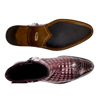 Mens Libero Quilted Caiman Dress Boot in Burgundy by Belvedere Shoes