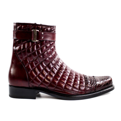 Mens Libero Quilted Caiman Dress Boot in Burgundy by Belvedere Shoes