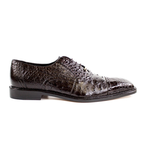 Mens Belvedere Onesto Ostrich & Caiman Crocodile Dress Shoe in Grey