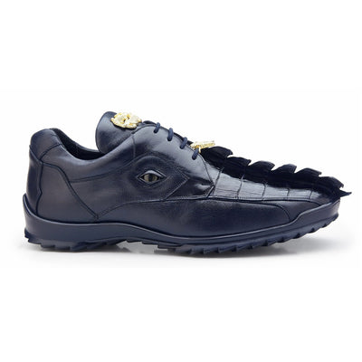 Mens Vasco Hornback Crocodile Sneaker in Navy by Belvedere Shoes