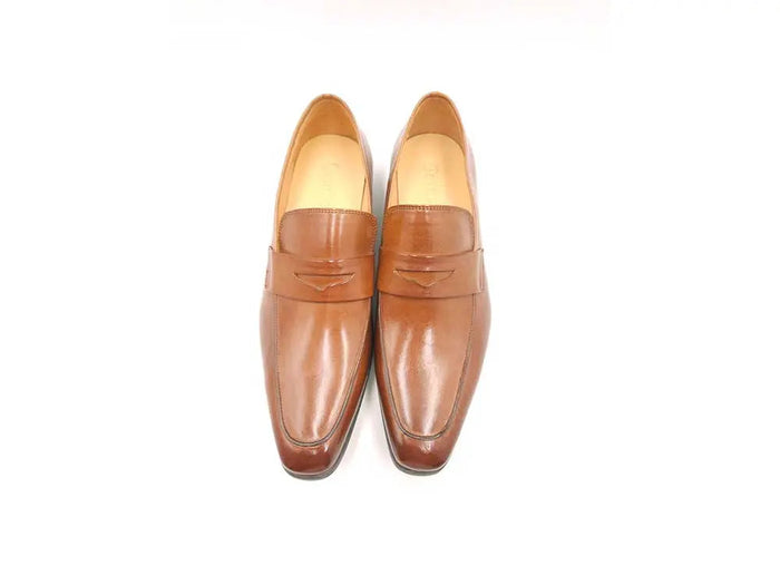 Carrucci Beveled Square Toe Penny Loafer - Luxury Italian Leather