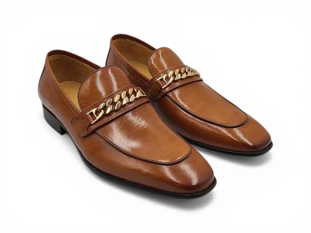 Carrucci Beveled Square Toe Loafer - Luxury Leather Slip-On – SuitUSA