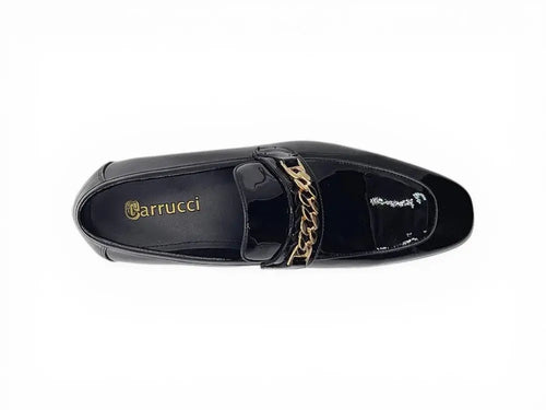 Carrucci Beveled Toe Patent Leather Loafer - Sophisticated Black