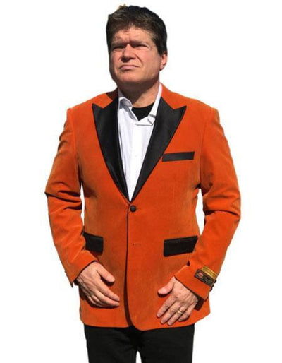 Mens Single Breasted Orange Tuxedo With Pants - Orange Prom Suit