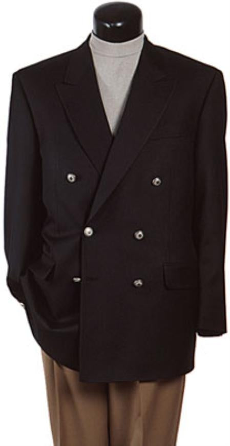 Black Six Button Double Breasted Suits Blazer Jacket Coat by mensusain