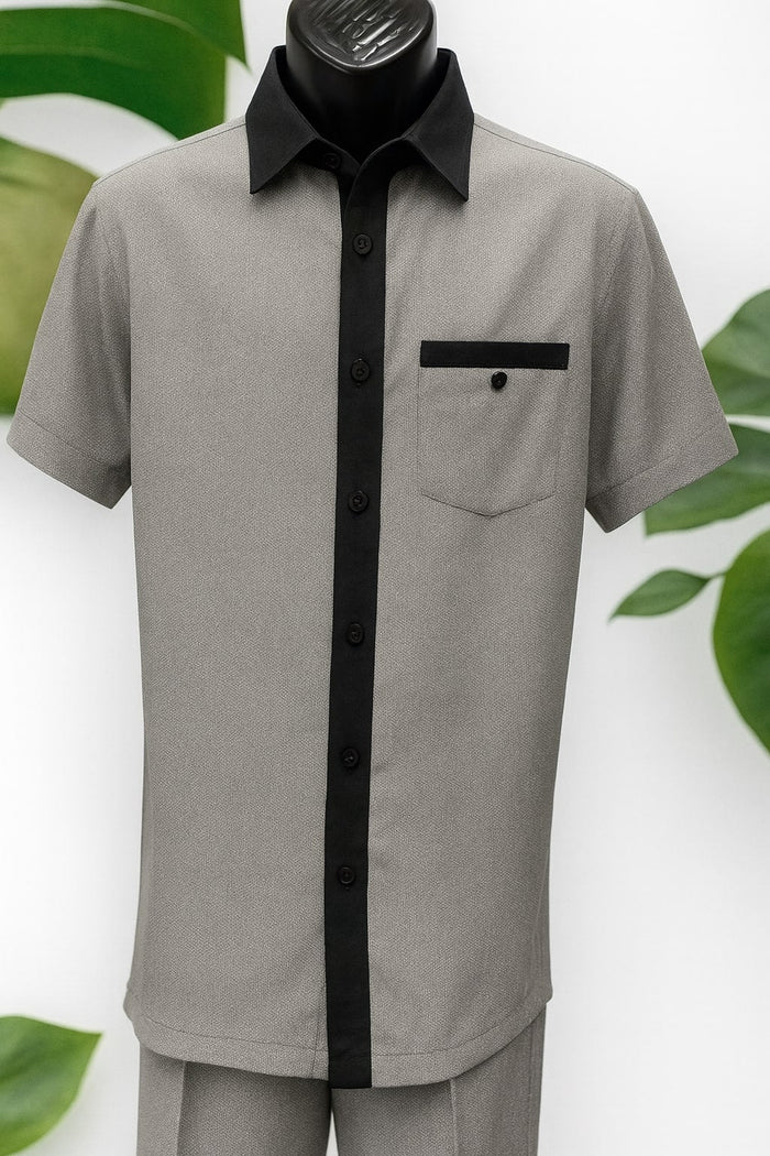 Mens Black White Houndstooth Short Sleeve Walking Suit USA Men's Outlet