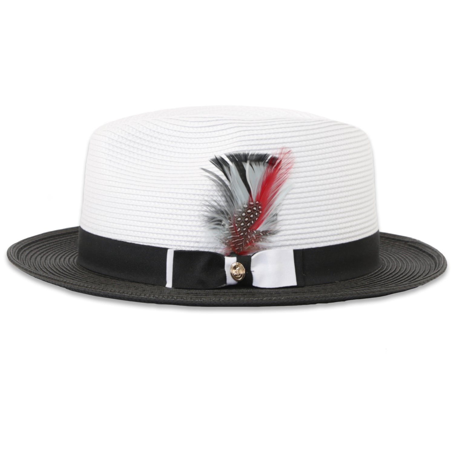 Tapa Crushable Straw Hat Fedora in Two Tone Black-White by Ferrecci USA