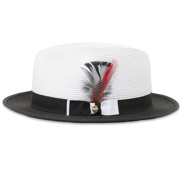 Tapa Crushable Straw Hat Fedora in Two Tone Black-White by Ferrecci USA