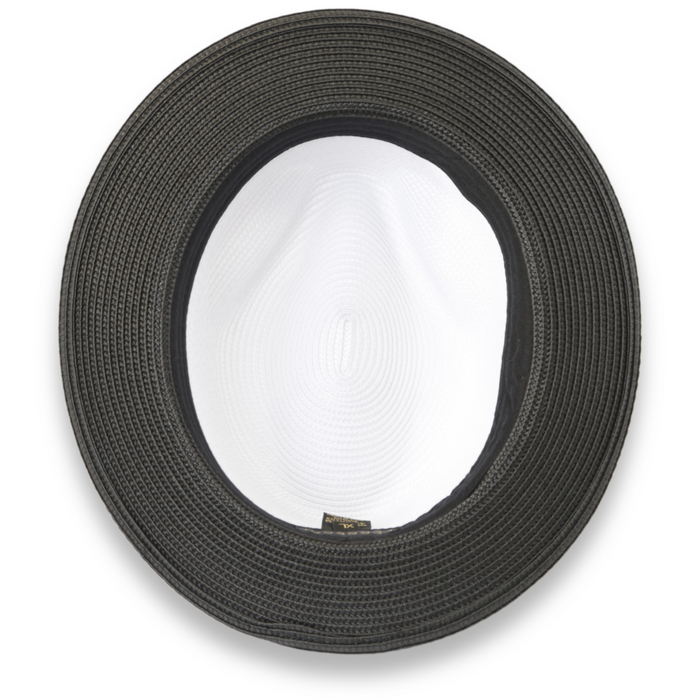 Tapa Crushable Straw Hat Fedora in Two Tone Black-White by Ferrecci USA